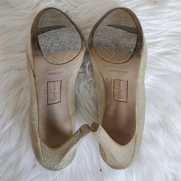 Fioni Night Gold Stardust Round Toe Platform Heels SZ 8 - Picture 6 of 12